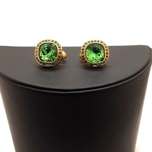 Vintage Givenchy Green Crystal Clip-on Earrings